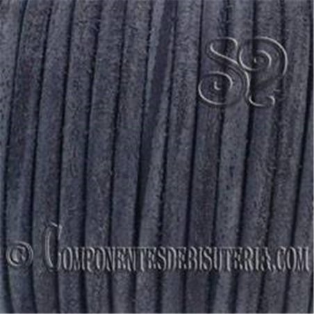 Cordon de Cuero Negro Grisaceo 4mm