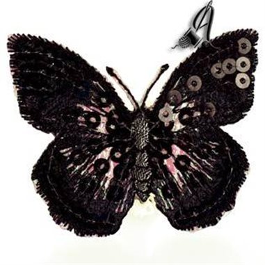 comprar parche termoadhesivo mariposa negra y lentejuelas de 5x6cm