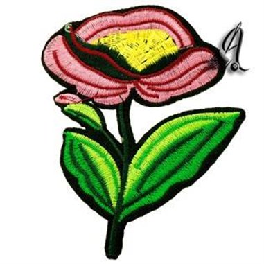 Comprar parche termoadhesivo flor rosa bordada de 11x8cm